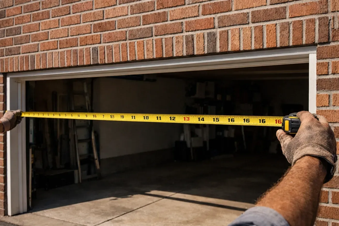 Measuring garage door opening width for lintel repair cost estimate in Dallas
