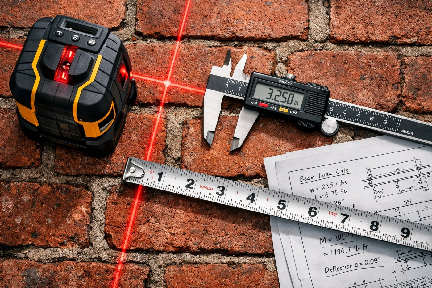 Precision measurement tools used for accurate Dallas brick repair assessment