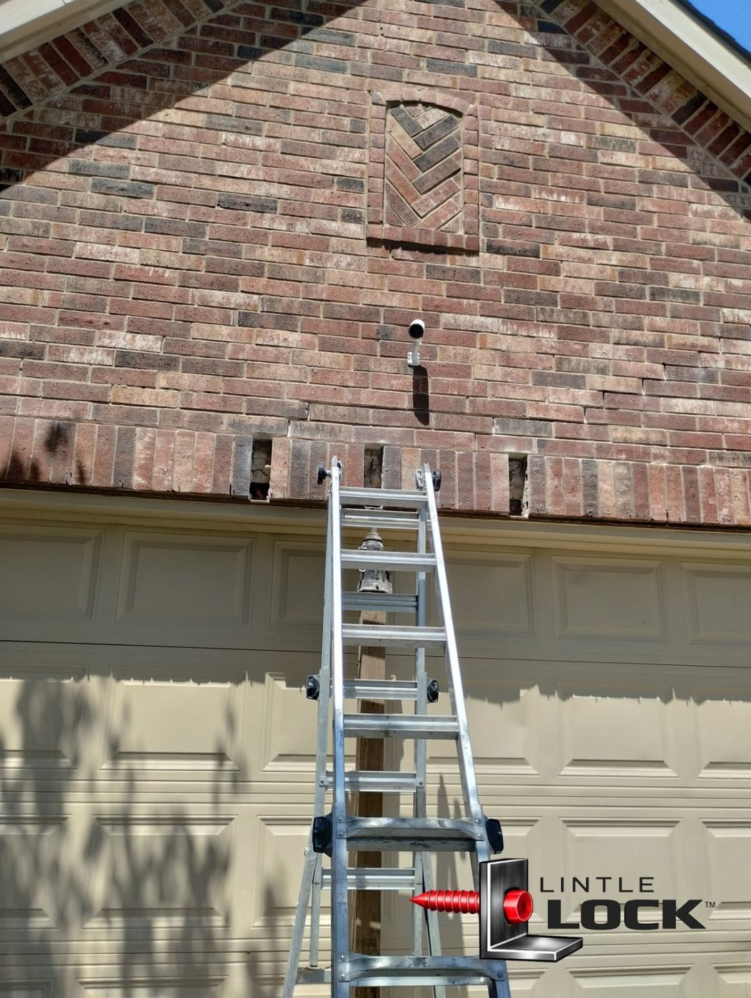 Brick Garage Wall Prepared for Lintel Repair