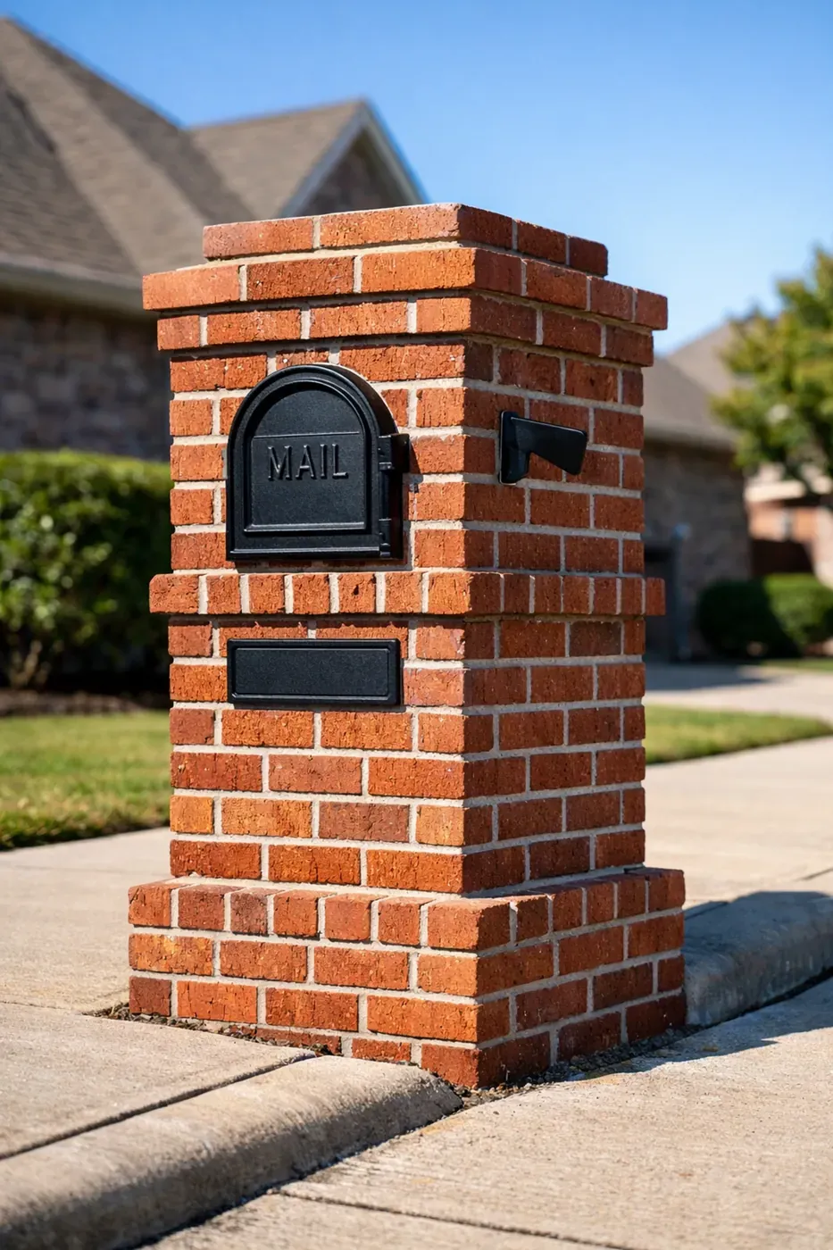 Professional brick mailbox construction in Dallas TX showcasing clean masonry and solid foundation.