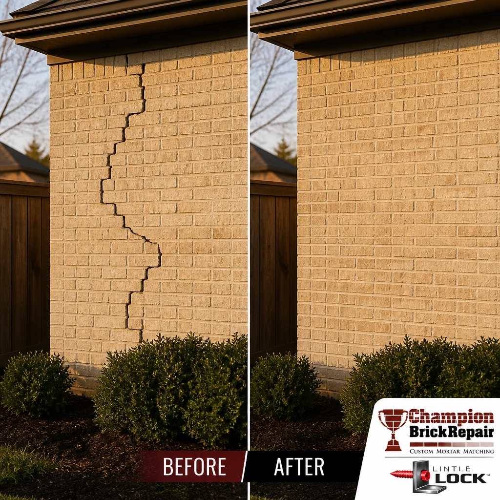 Stair-Step Wall Crack — Champion Brick Repair