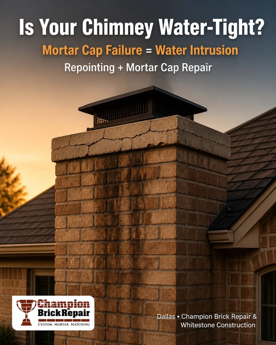 Chimney Mortar Cap Failure — Champion Brick Repair