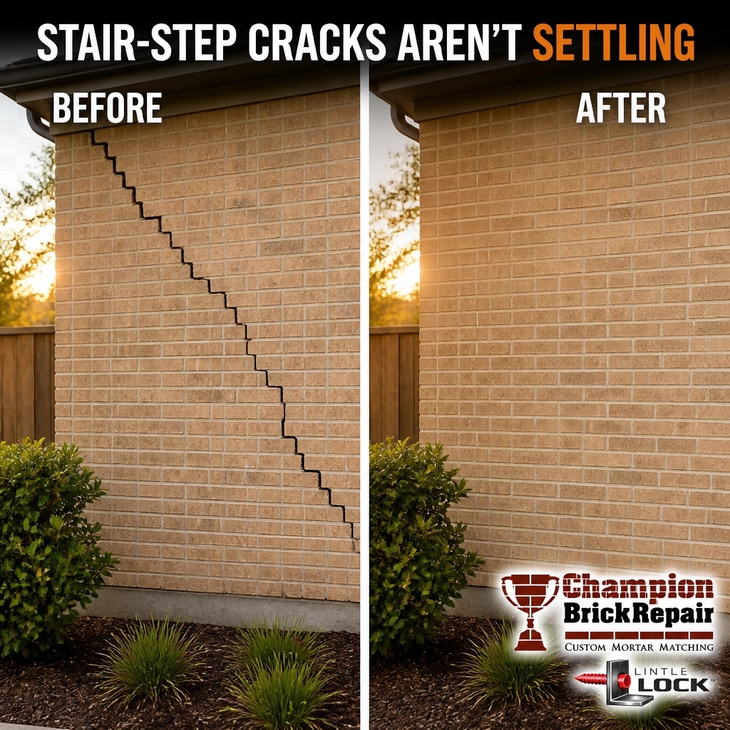 Stair-Step Crack On Wall — Champion Brick Repair